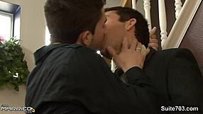 In a hot first scene the gay pornstars deep throat each other with gusto