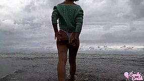 Interrupted blowjob from rennan luna big ass woman on beach