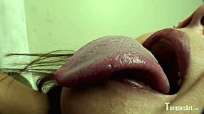 Tongue fetish satisfied by Kiki’s large toy
