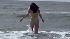 18 year old girl from the Netherlands has her tight pussy rubbed in public