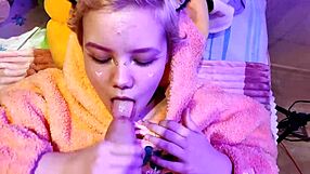This girl showing you how she can give a handjob and take a cumshot