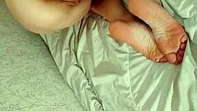 A small breasted step mom with a large behind enjoys jerking off and filming herself