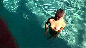 Short skinned Alex adams and his small step siter syscascades in the pool