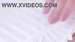 A stupid red headed slut performing a deep throat blowjob and SWALLOWING!