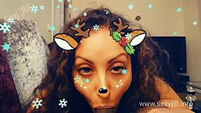 Teen christmas amateur proves she is wet for sex and swallows huge cumload in deepthroat blowjob