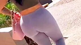 Small breasted teen in tight jeans and booty shorts that she uses to whine her big behind