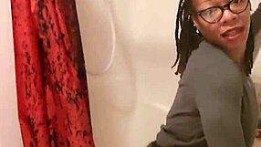Little ebony chick strips and teases her small tits and big ass while she pisset