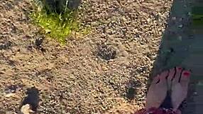 More fun playing foot fetish while in my camping outfit