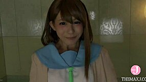 Sex on a hentai cosplay costume with a cute girl blowjob