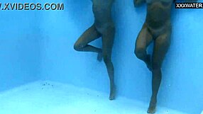 Two whore European babes with large chest begin to play with water