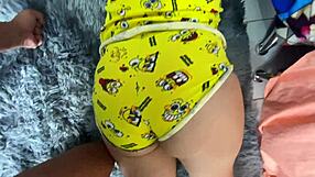 Stepsister watches American feet while groping in sponge pyjamas for a blow Jobs