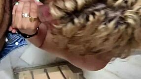 A blonde slut sucks and f**s during the day