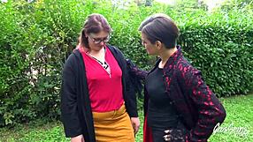 Eurogon brunette Gwen and her hot companion Marie in the adult movie scene, threesome