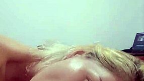 Blowjob with a pretty face viewed from small distance – high definition video