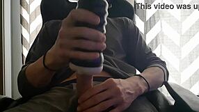 Amateur gay male masturbates by using a male toy to record a cumshot