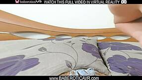 Teen masturbating in VR with shaved privy