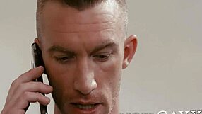 A massage therapist performs a gay client a gay pressure rubdown with a big black cock
