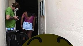 Starched dressed wife issues an erection and her husband and his friend