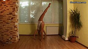 Russian ballerina exercises and demonstrates the extent of her elasticity in the videos