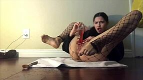 Busty Latina first-timer naughty babe gets her ass fucked and she cums hard while wearing fishtails