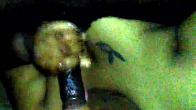 The chubby African American woman provides an unprofessional blowbang in this clip