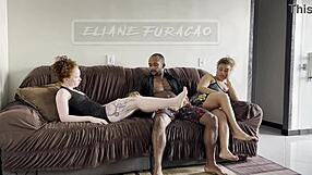 Lorrany naughty husband spanks and controls her sensual companion Britney feeling good
