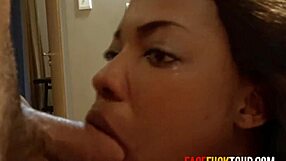 Ebony masseuse rough oral sex to white man