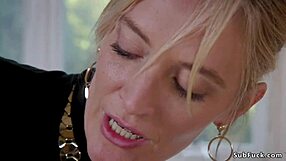 Threesome with a BDSM twist: MILF debases her stepsister and anally secks her
