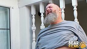 Alezgi cage strips and rubs her hand on Tony Marks a chubby bear with a big dick