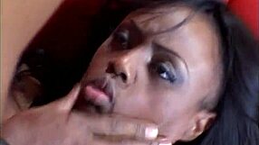 African American woman slut sleeping with her legs wide open and giving her pussy a good pounding while he delivers her cumshot facial