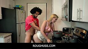 This slim young girl is fond of natural big tits, and she gets roughly fucked