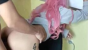 Horny teen peel naked with amateur big cock stud fucking a young student