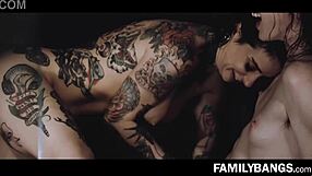 Amateur porn video features a hot aunt and her pretty niece who gets fucked on a staircase