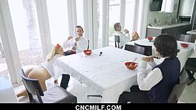 Sexy stepmom is forced to fuck her stepson and husband as per the society’s expectations – a BDSM scene