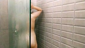 Saw my neighbor using a dildo during her bath