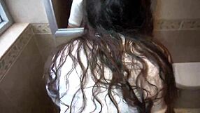A schoolgirl cheats in her classes to have a few physical contacts with a teacher in the school washroom