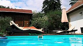 Mimi Cica is a popular Italian television personality who can often be sighted enjoying a racy romantic tryst with a friend at the pool