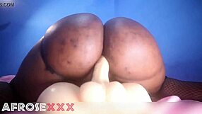 Cum loving African woman pumps a male torso masturbator sex doll