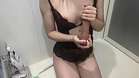 One day a beautiful coed has difficulty in wrapping her tiny hands around the enormous girth of my partners large penis in the rest room