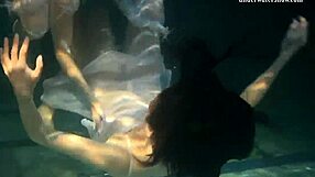 Russian teens Polcharova and Siskina rub each other naked and then become sperm shower