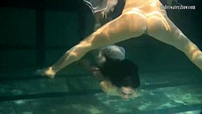 Russian teens Polcharova and Siskina rub each other naked and then become sperm shower