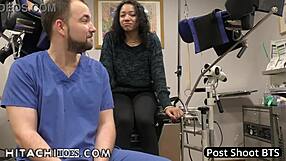 College freshman Yasmine Woods imagines an incisive by using a magic wand vibrator during a physical check-up by Dr. Tampa at HitachiHoes.com
