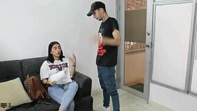 Sexy couple’s intimate session with babe step sis result in a dirty swallow