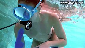 That passionate and extremely attractive Hungarian slut providing deep throat blowjob underwater