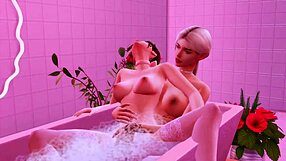 NAKED BBQ – hot futanari mistresses in the Sims 4 game make an animated sim sex in the anus in a group