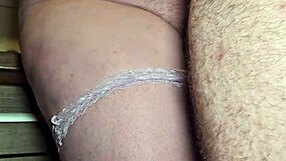 A friend assists a cougar with her big clitoris and receives a cum shower