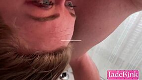 Intense but nonprofessional sub begins to choke on cock while barely catching her breath