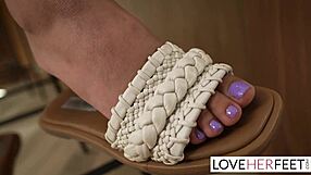 Teasing bare feet and stroking in an adult themed hotel room
