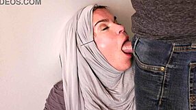 Amateur milf receives her big bubble butt whipped and her face fucked in hijab costume