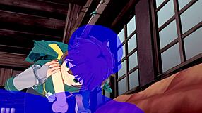 There is a free Japanese anime game porn with scenes of Kazama and how he sucks